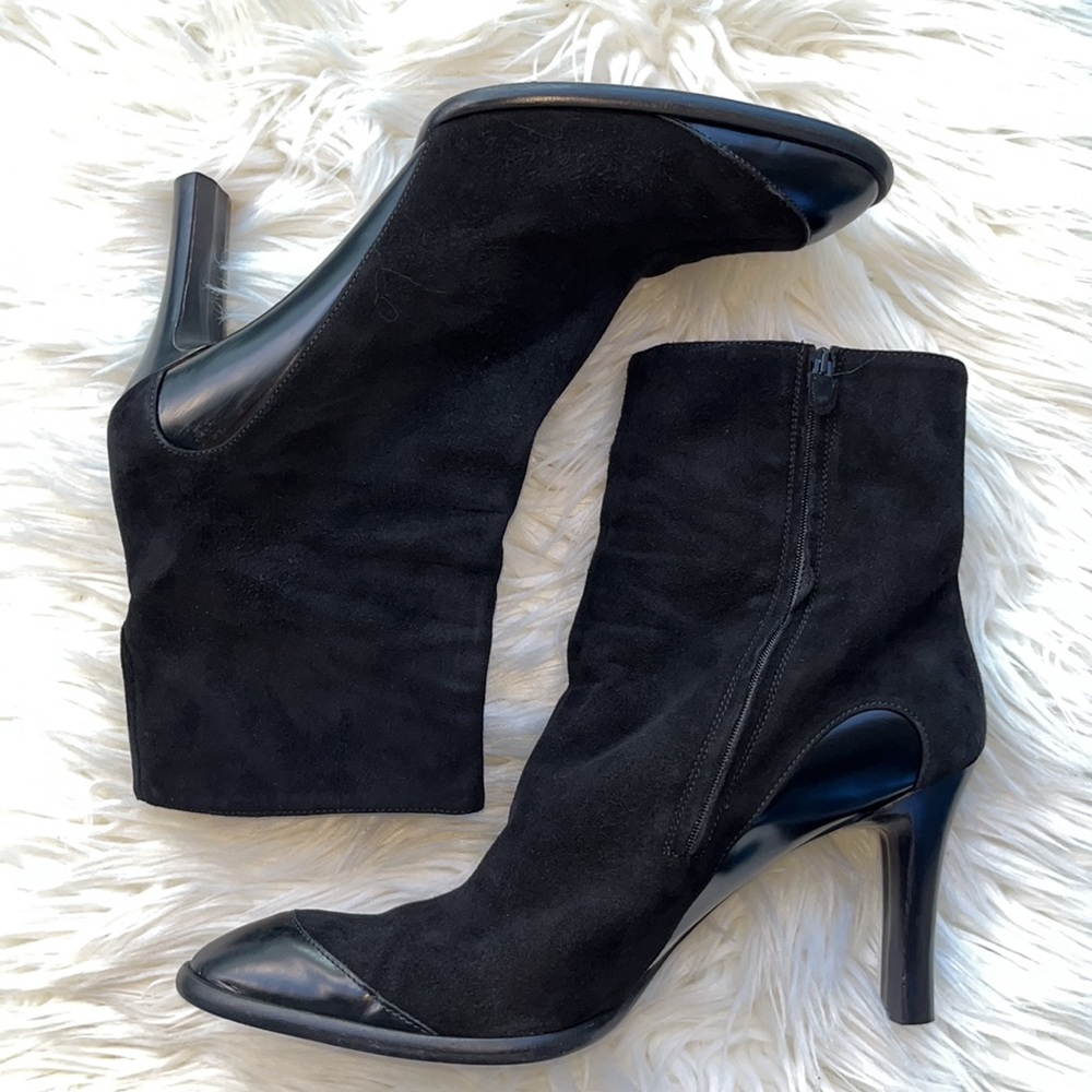 Authentic Tod’s Black Suede/Leather Ankle Boots/Heel